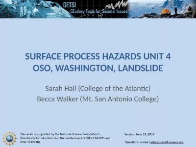 Surface Process Hazards Unit 4