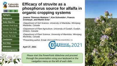 Efficacy of struvite as a phosphorus source for alfalfa in organic cropping systems