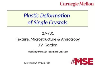 Plastic Deformation  of Single Crystals
