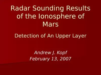 Radar Sounding Results of the Ionosphere of Mars