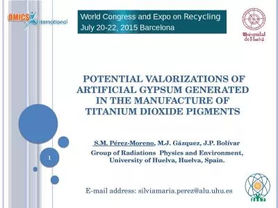 Potential valorizations of artificial gypsum generated in the manufacture of titanium dioxide pig