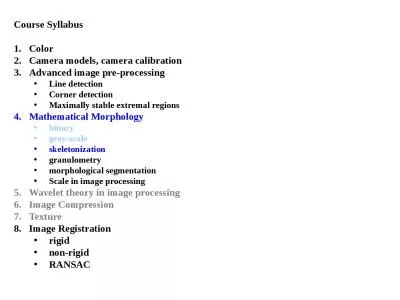 Course Syllabus Color  Camera models, camera calibration