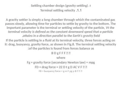 1.  Settling chamber design (gravity settling)