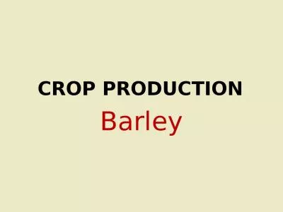 Crop production Barley Barley