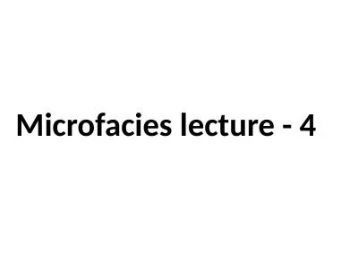 Microfacies lecture - 4 Microfacies Characterization