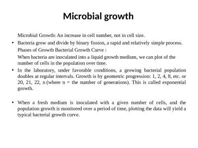 Microbial growth 	 Microbial
