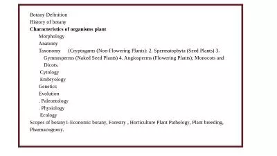 Botany Definition History of botany