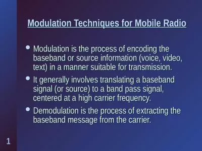 Modulation Techniques for Mobile Radio