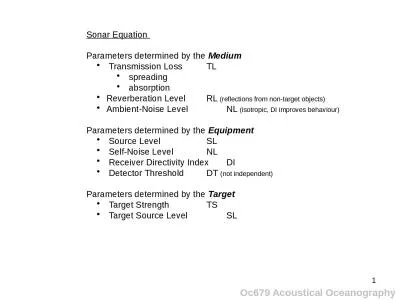 1 Oc679 Acoustical Oceanography