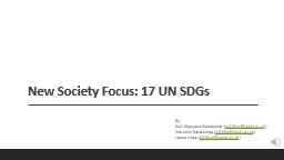 New Society Focus: 17 UN SDGs