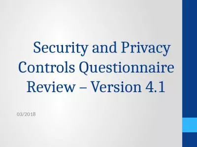 Security and Privacy Controls Questionnaire Review – Version 4.1