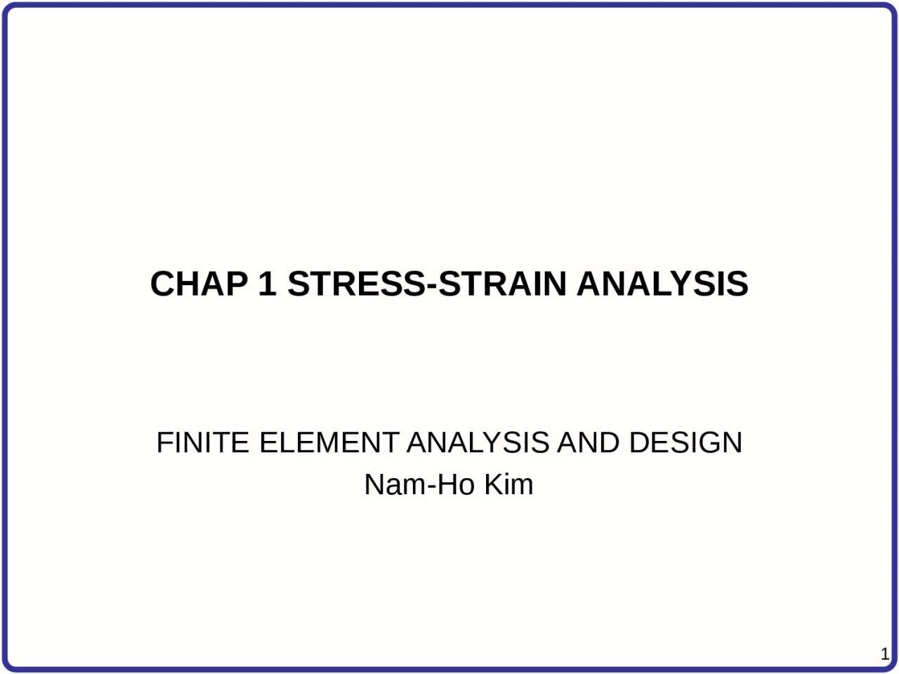 PPT-CHAP 1 STRESS-STRAIN ANALYSIS