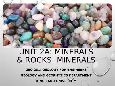 Unit  2a:  minerals & rocks: MINERALS