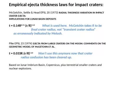 Empirical  ejecta  thickness laws for impact craters: