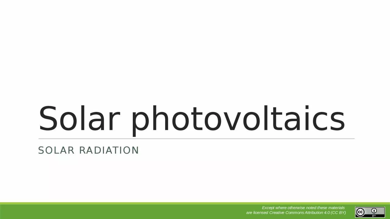 Solar photovoltaics  Solar radiation