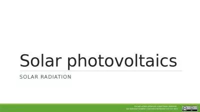 Solar photovoltaics  Solar radiation