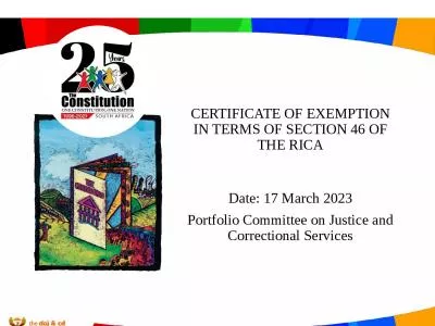 CERTIFICATE OF EXEMPTION IN TERMS OF SECTION 46 OF THE RICA