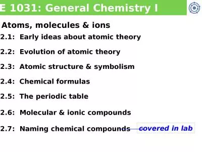 CHE 1031: General Chemistry I
