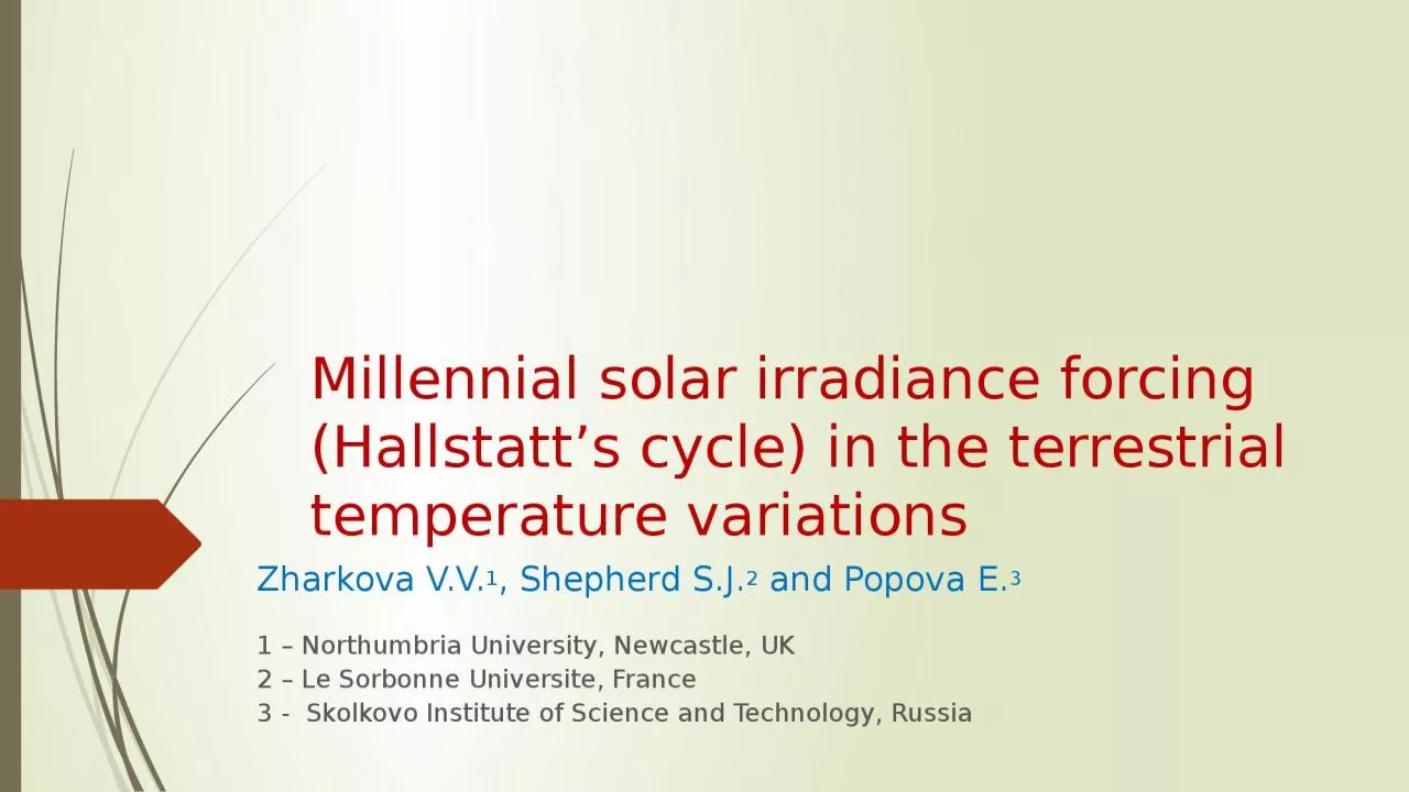 PPT-Millennial solar irradiance forcing (Hallstatt’s cycle) in the terrestrial temperature