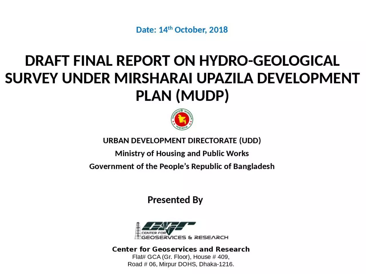 PPT-DRAFT FINAL REPORT ON HYDRO-GEOLOGICAL