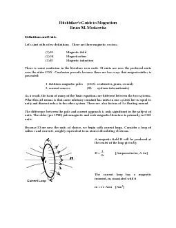 Hitchhiker's Guide to MagnetismBruce M. MoskowitzDefinitions and Units