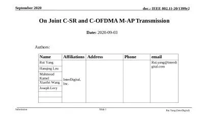 Slide  1 On Joint C-SR and C-OFDMA M-AP Transmission