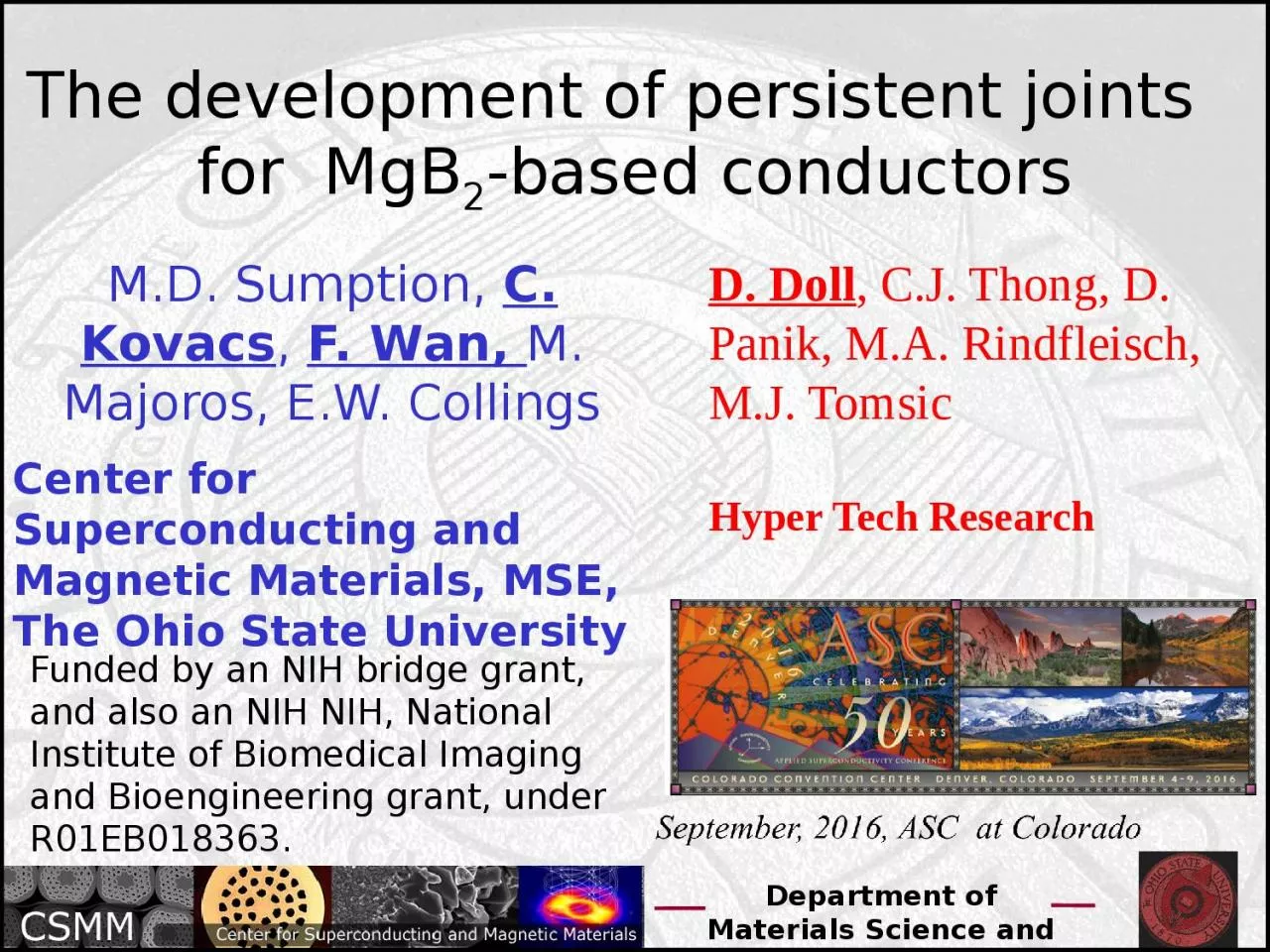 PPT-The development of persistent joints for MgB