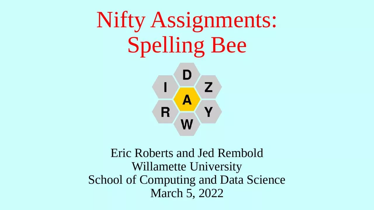 Nifty Assignments: Spelling Bee