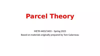 Parcel Theory METR 4403/5403 – Spring 2023