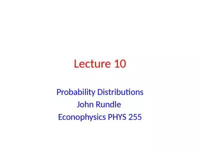 Lecture 10 Probability Distributions
