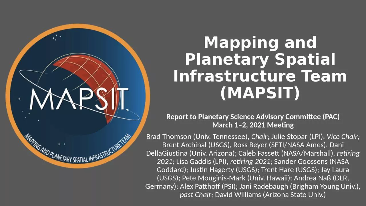 PPT-Mapping and Planetary Spatial Infrastructure Team (MAPSIT)