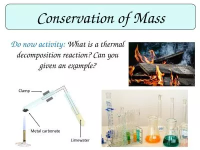 Conservation of Mass Do now activity: