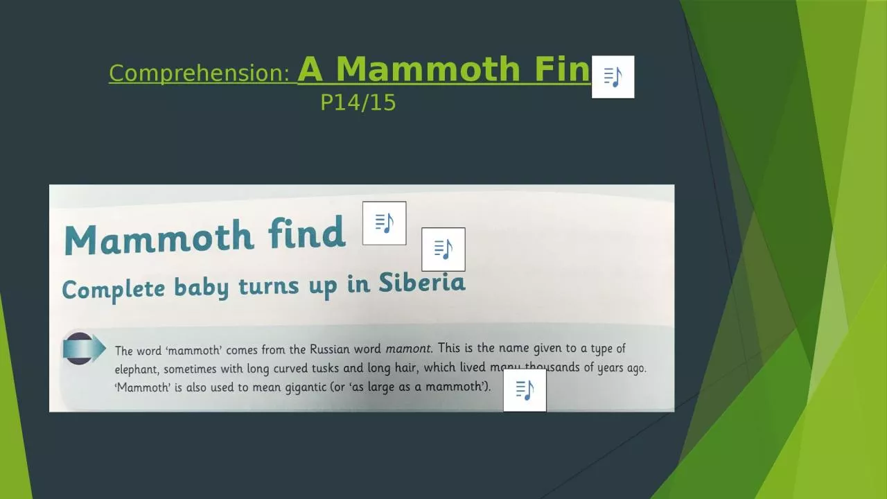 PPT-Comprehension: A Mammoth Find