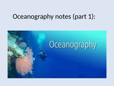 Oceanography notes (part 1):