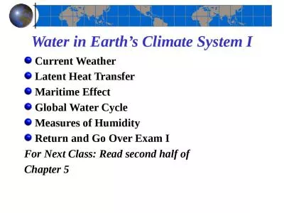 Water in Earth’s Climate System I