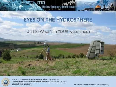 Eyes on the Hydrosphere  Unit 3: What’s in YOUR watershed?