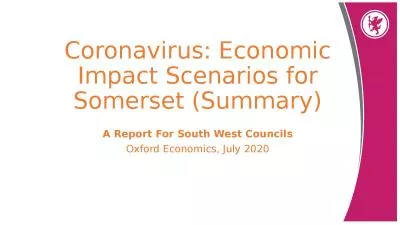 Coronavirus: Economic Impact Scenarios for Somerset (Summary)