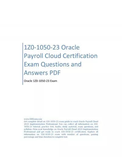 1Z0-1050-23 Oracle Payroll Cloud Certification Exam Questions and Answers PDF