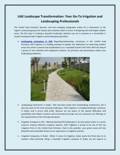 UAE Landscape Transformation: Your Go-To Irrigation and Landscaping Professionals