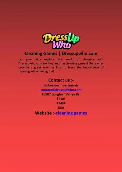 Cleaning Games | Dressupwho.com