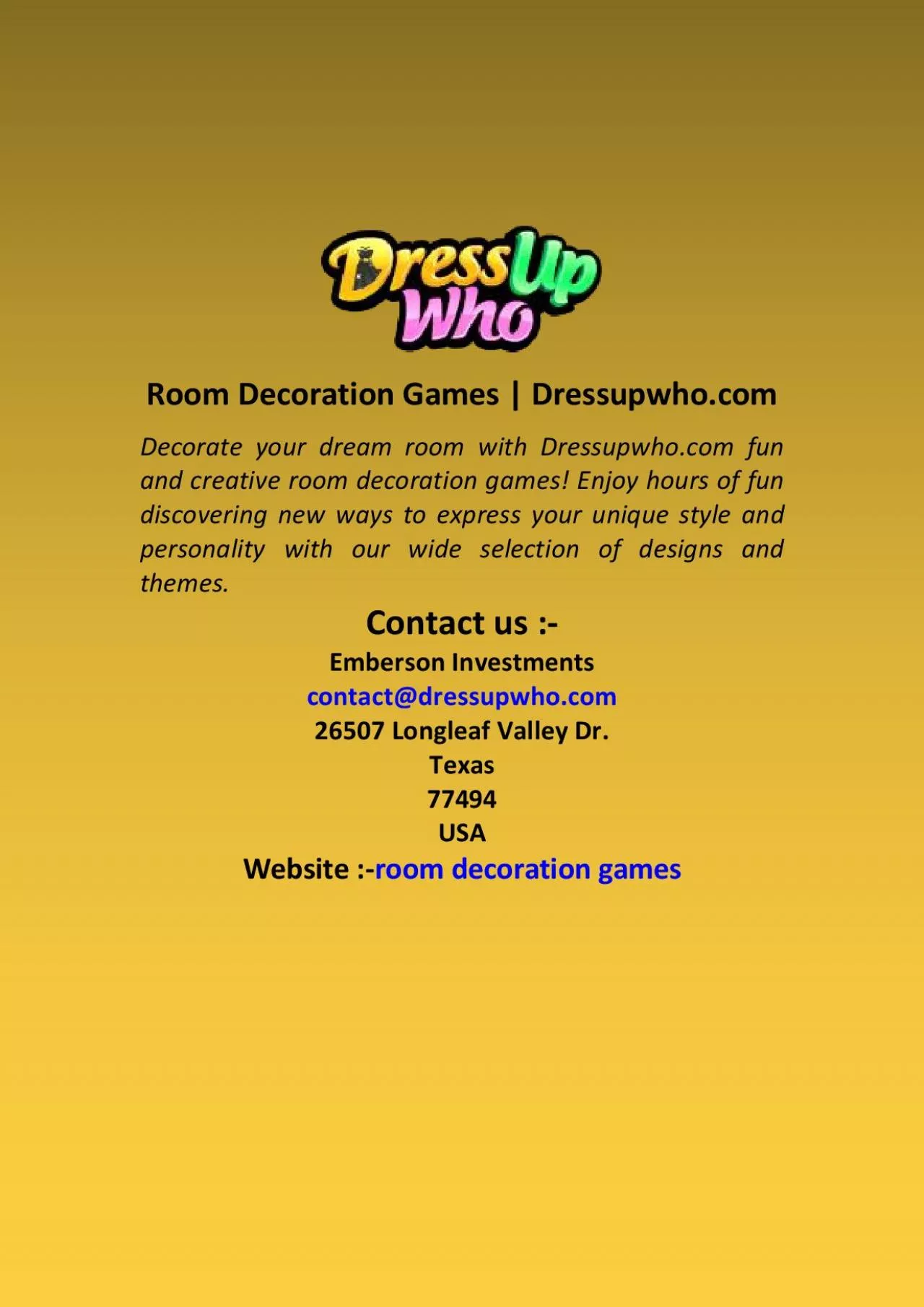 Room Decoration Games | Dressupwho.com