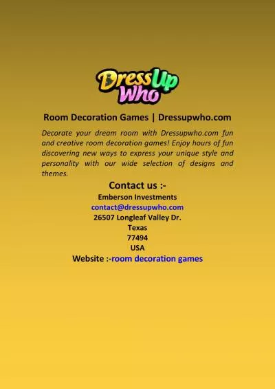 Room Decoration Games | Dressupwho.com