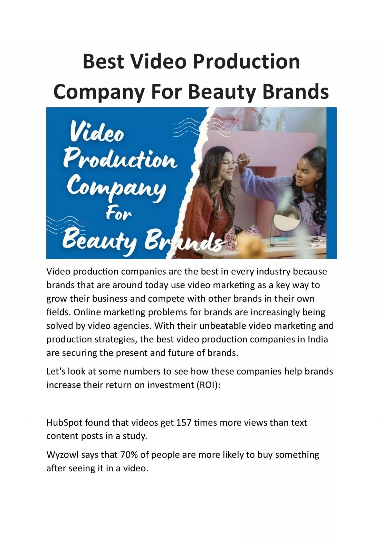 Best Video Production Company For Beauty Brands