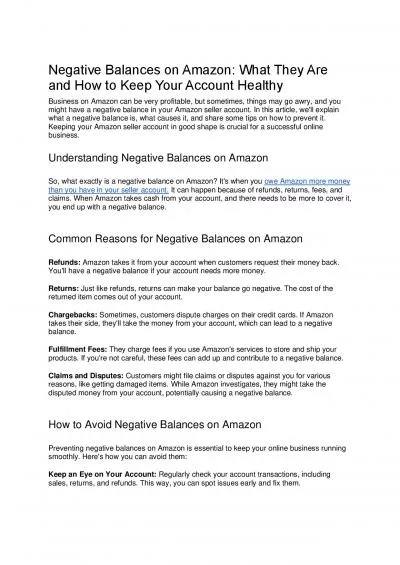 Negative Balances on Amazon