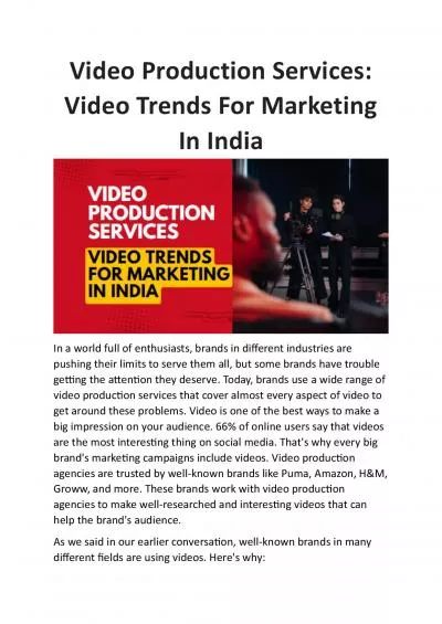 Video Production Services: Video Trends For Marketing In India