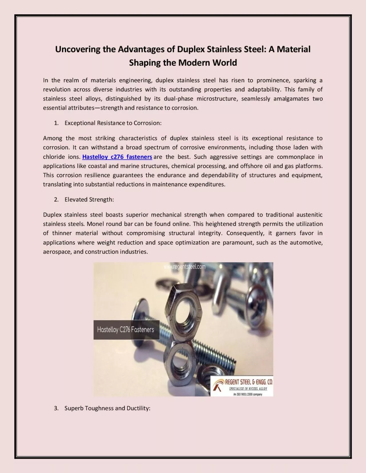 PDF-Uncovering the Advantages of Duplex Stainless Steel: A Material Shaping the Modern World