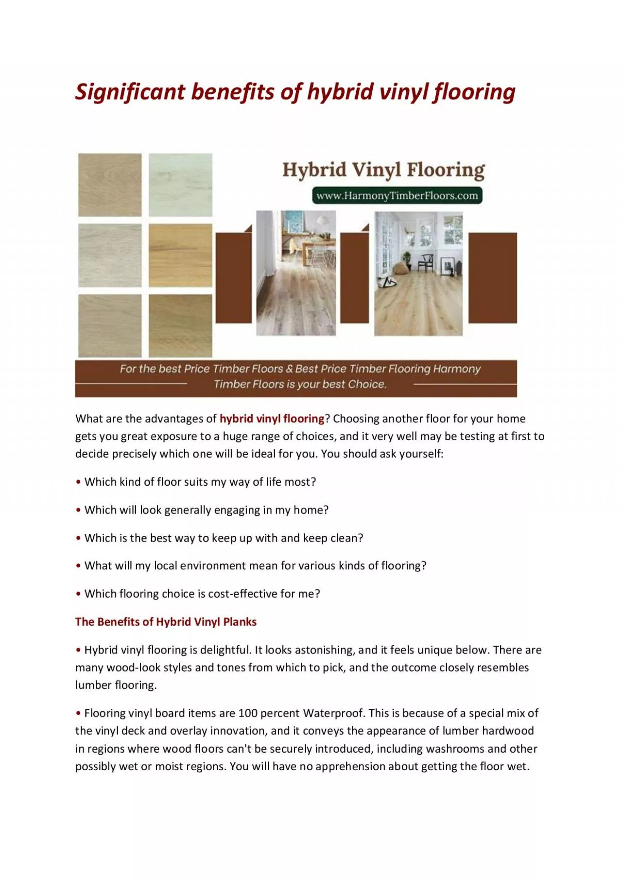 PDF-Significant benefits of hybrid vinyl flooring