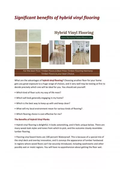 Significant benefits of hybrid vinyl flooring