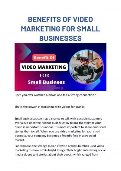 Benefits of Video Marketing for Small Businesses