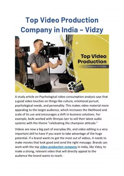 Top Video Production Company in India